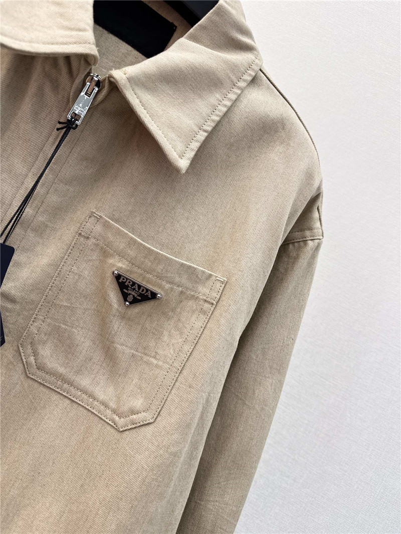 Pra*a new lapel triangle logo denim jacket