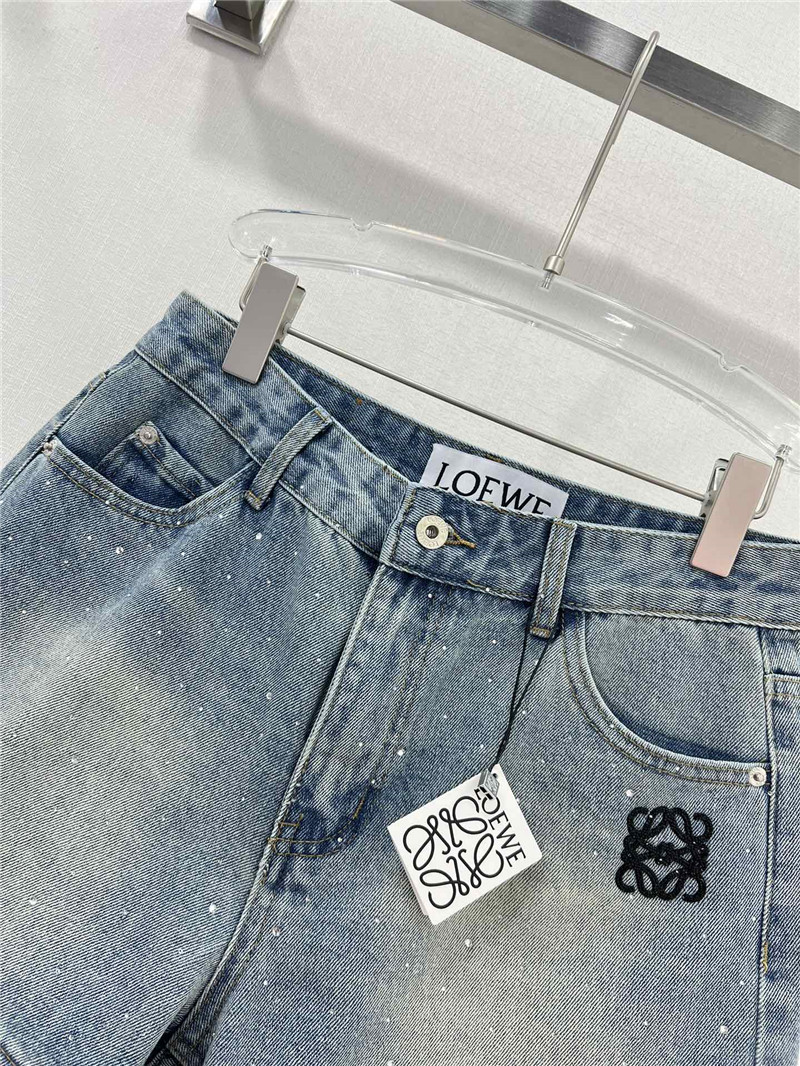 L0ew* embroidered logo denim shorts