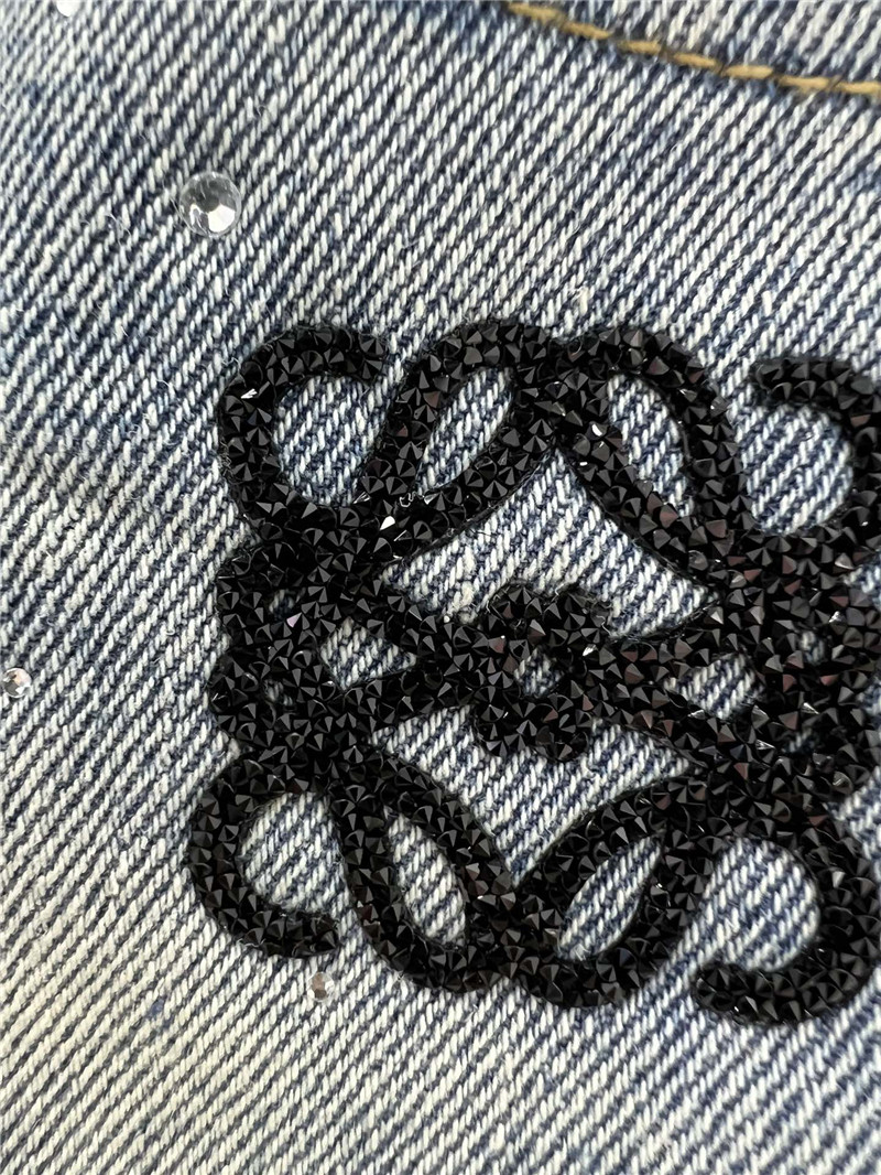 L0ew* embroidered logo denim shorts