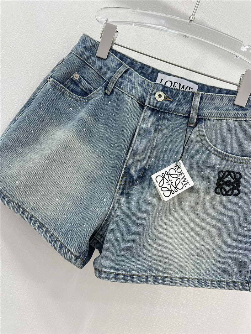 L0ew* embroidered logo denim shorts