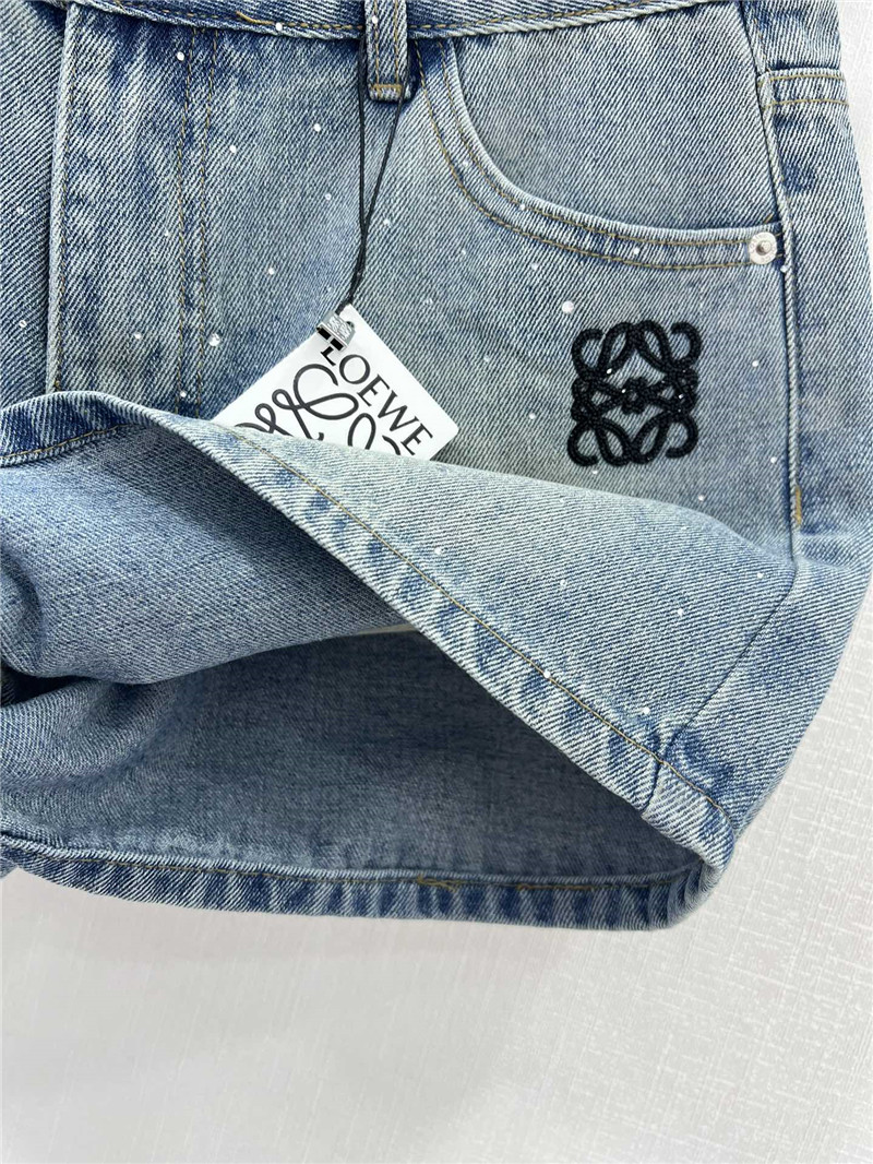 L0ew* embroidered logo denim shorts