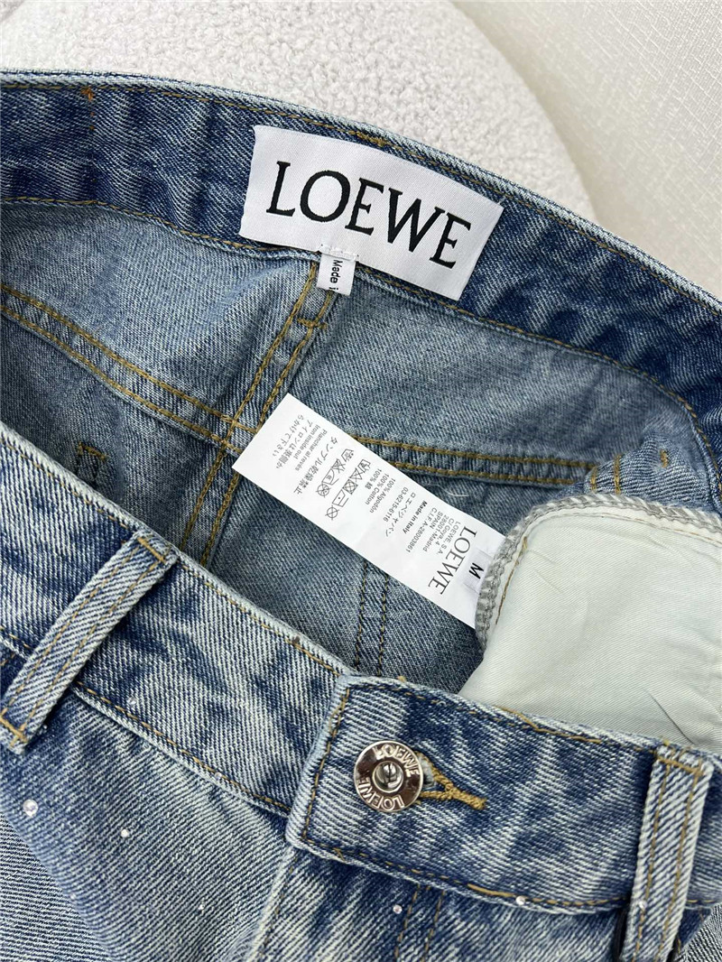 L0ew* embroidered logo denim shorts