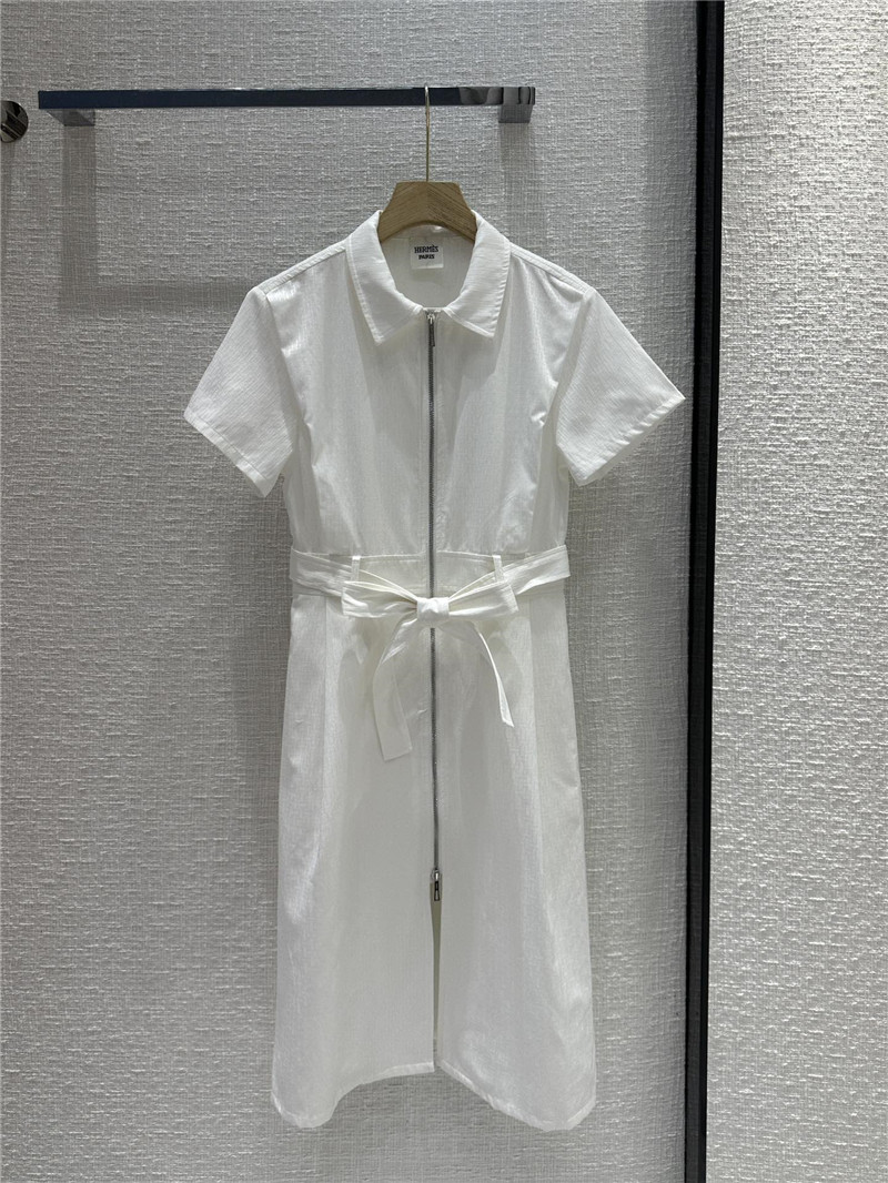 H**me5 h dark jacquard small lapel zipper dress