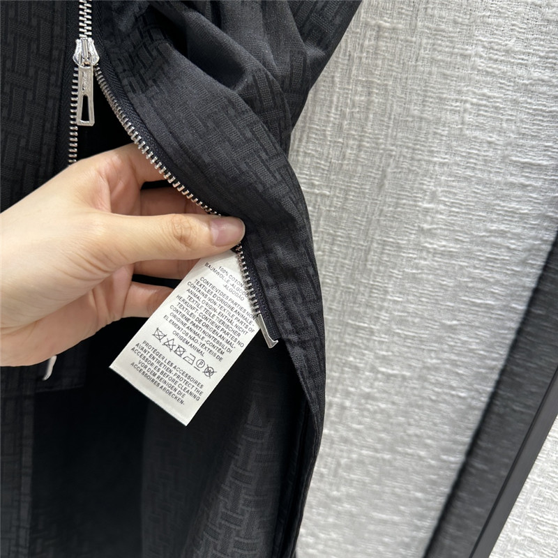 H**me5 h dark jacquard small lapel zipper dress