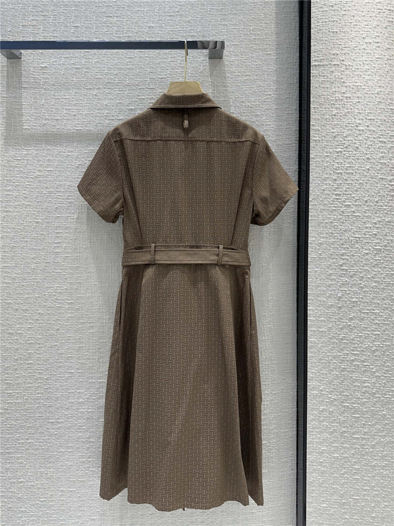 H**me5 h dark jacquard small lapel zipper dress