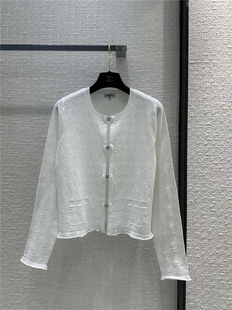 Ch**el logo jacquard thin knitted cardigan