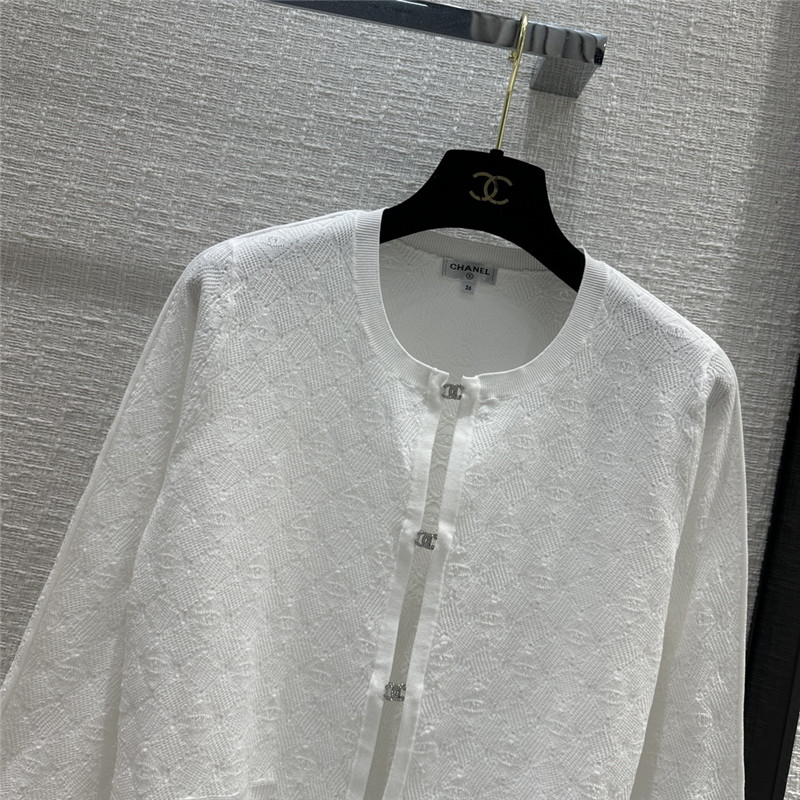 Ch**el logo jacquard thin knitted cardigan