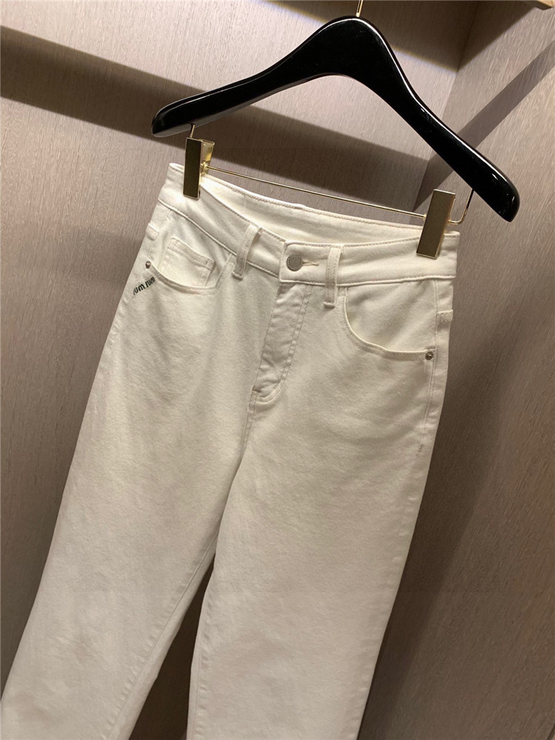 M1um1u pocket embroidered lettering jeans