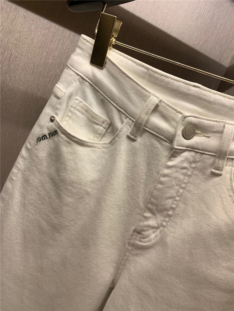 M1um1u pocket embroidered lettering jeans