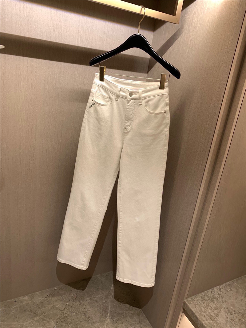 M1um1u pocket embroidered lettering jeans