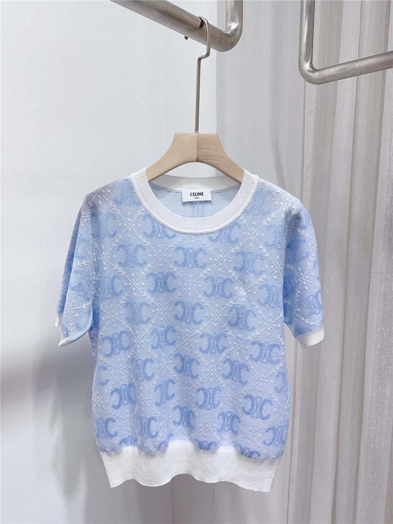 Ce1i*e round neck short sleeve knitted top