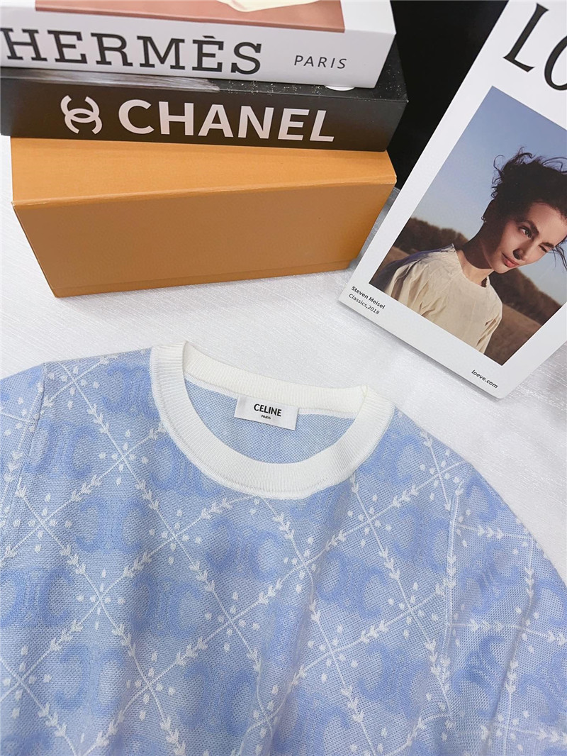 Ce1i*e round neck short sleeve knitted top