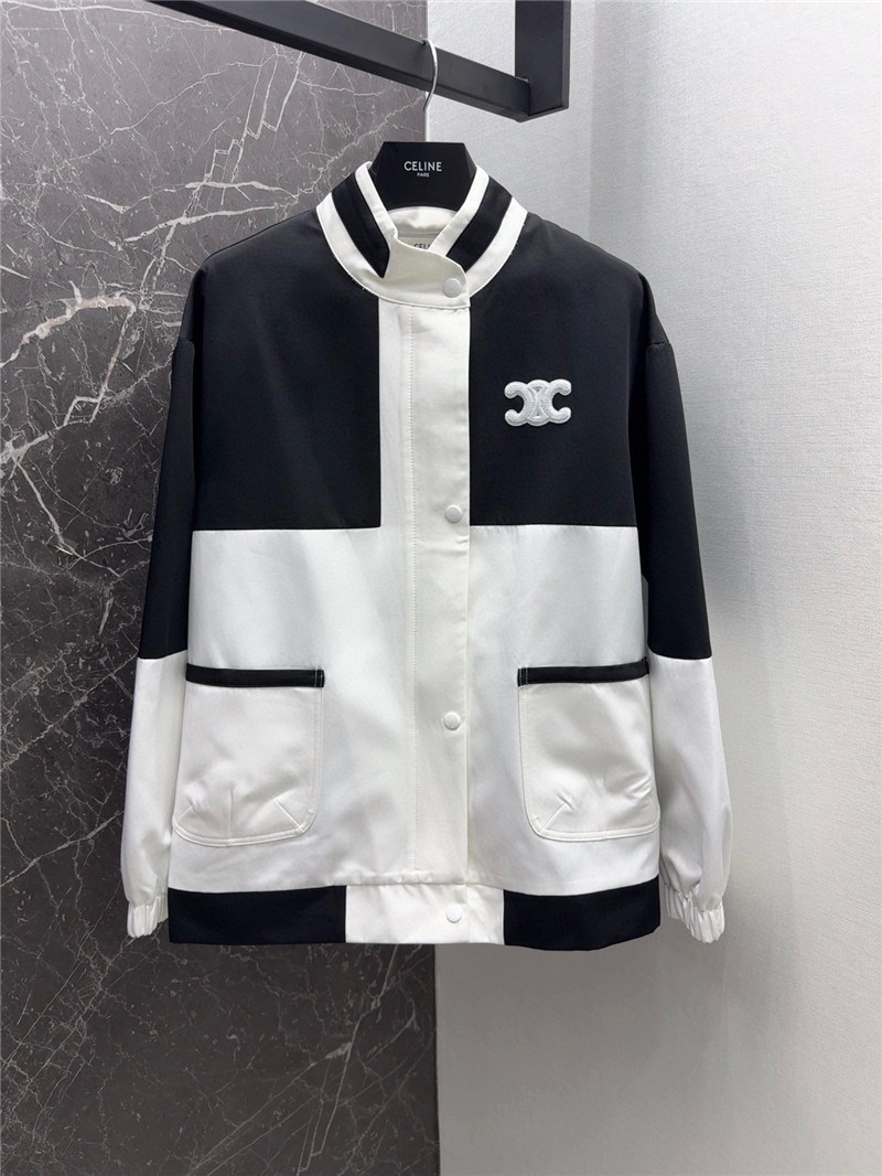 Ce1i*e logo embroidered stand collar jacket