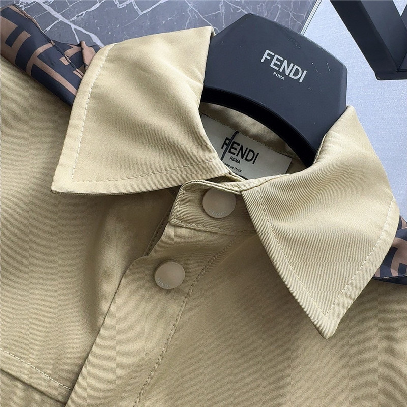 F**di maillard patchwork double f hooded shirt jacket