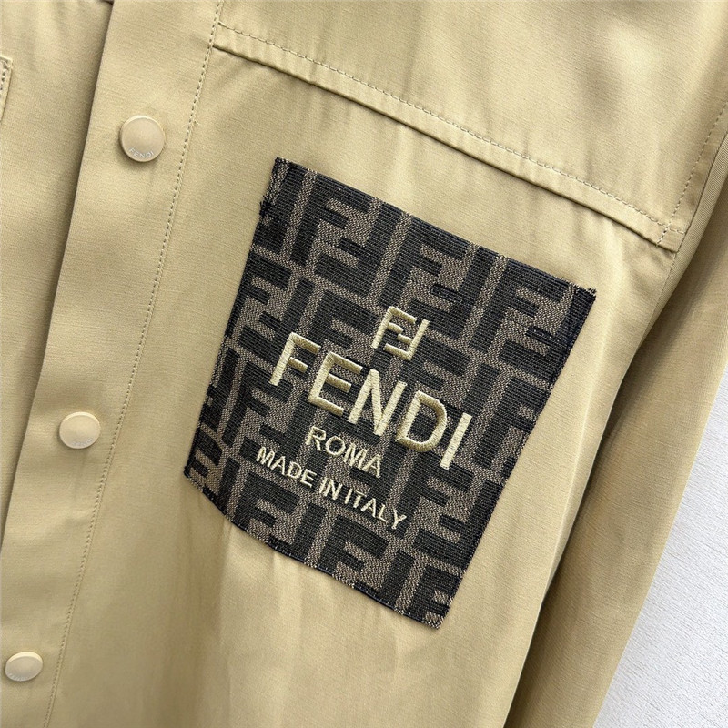 F**di maillard patchwork double f hooded shirt jacket