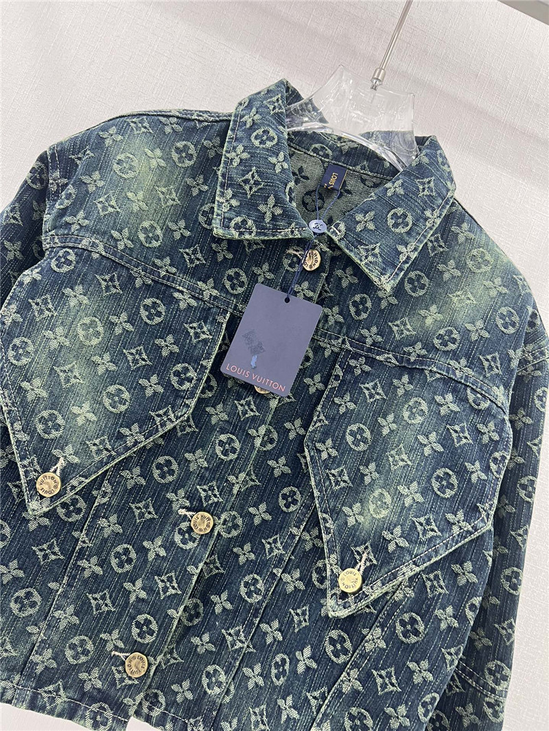 louis vuitton LV new jacquard all-over printed denim jacket