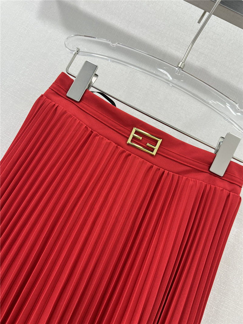 F**di patchwork lace long pleated skirt