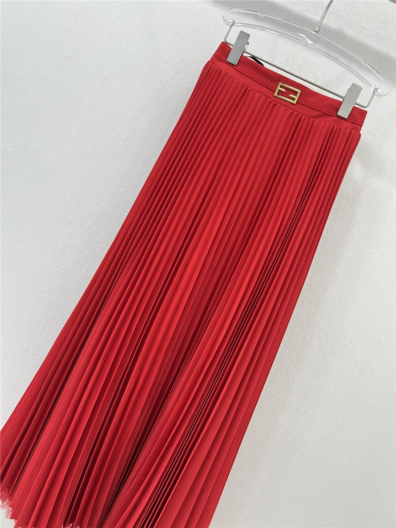 F**di patchwork lace long pleated skirt