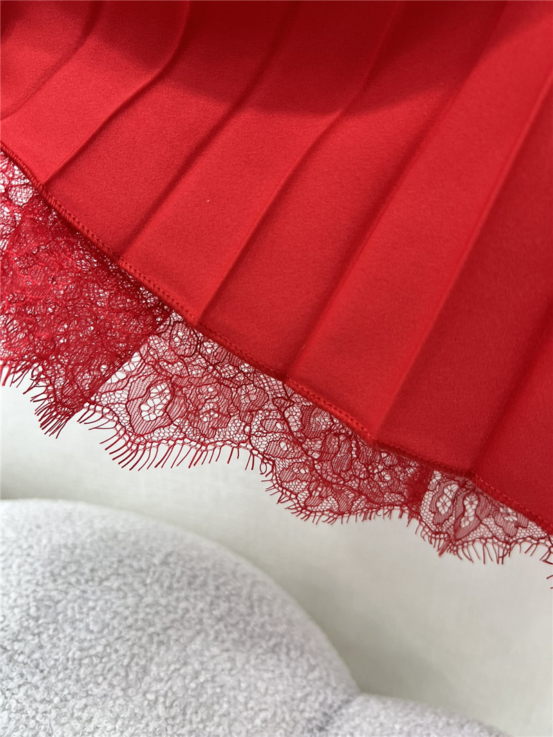 F**di patchwork lace long pleated skirt