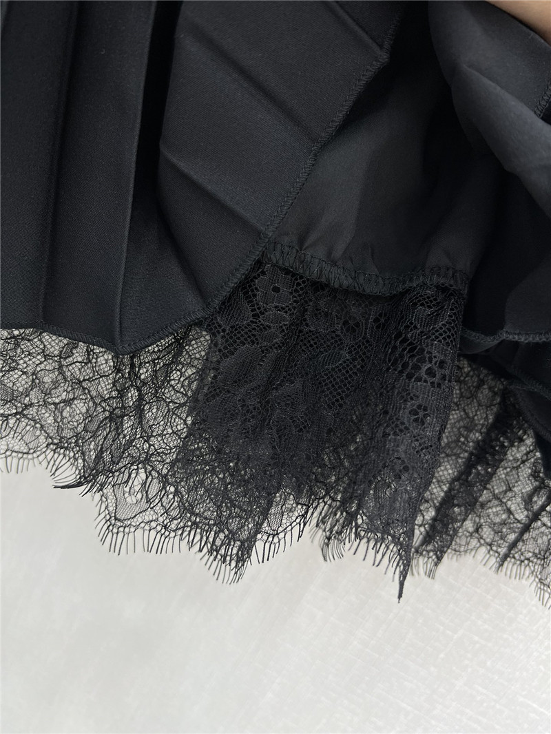 F**di patchwork lace long pleated skirt