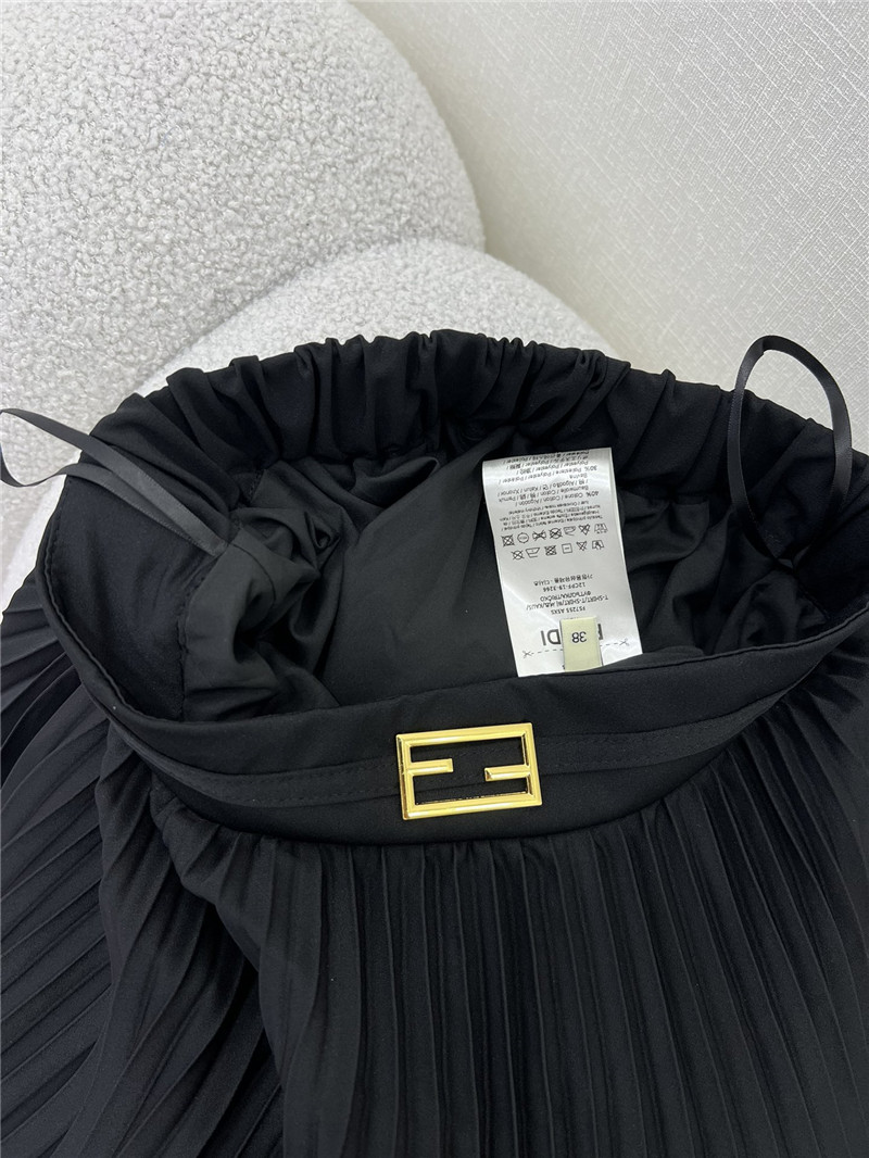 F**di patchwork lace long pleated skirt