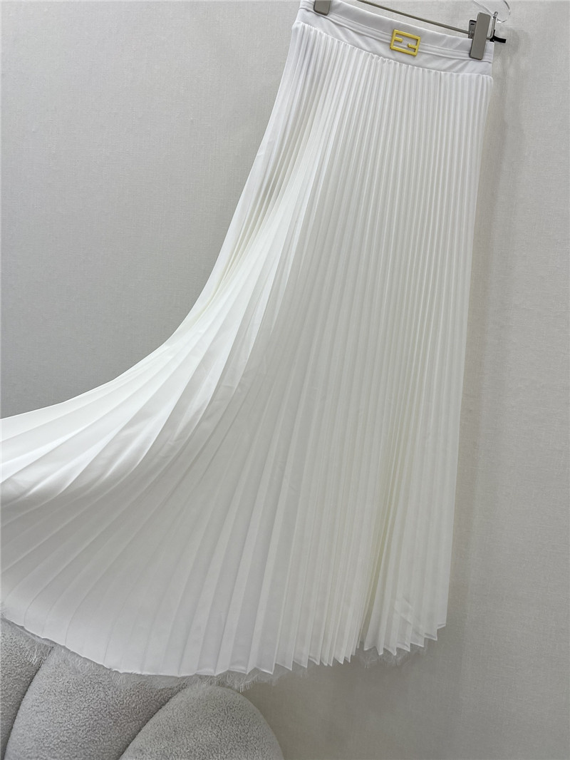 F**di patchwork lace long pleated skirt