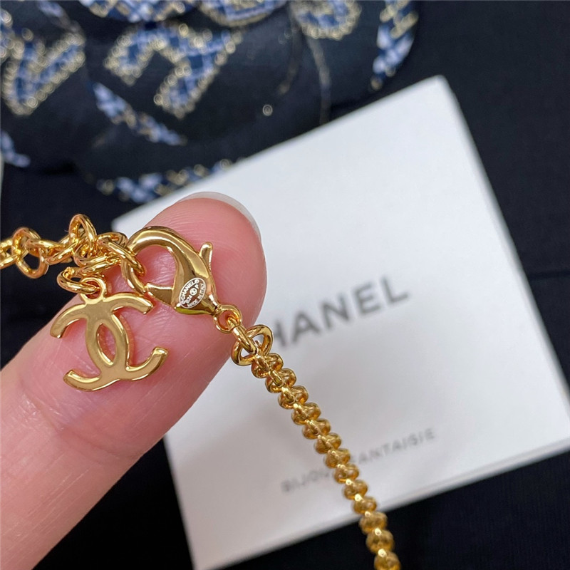 Ch**el black and white button pearl necklace