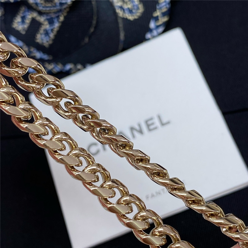 Ch**el monogram square stone rhinestone double c necklace