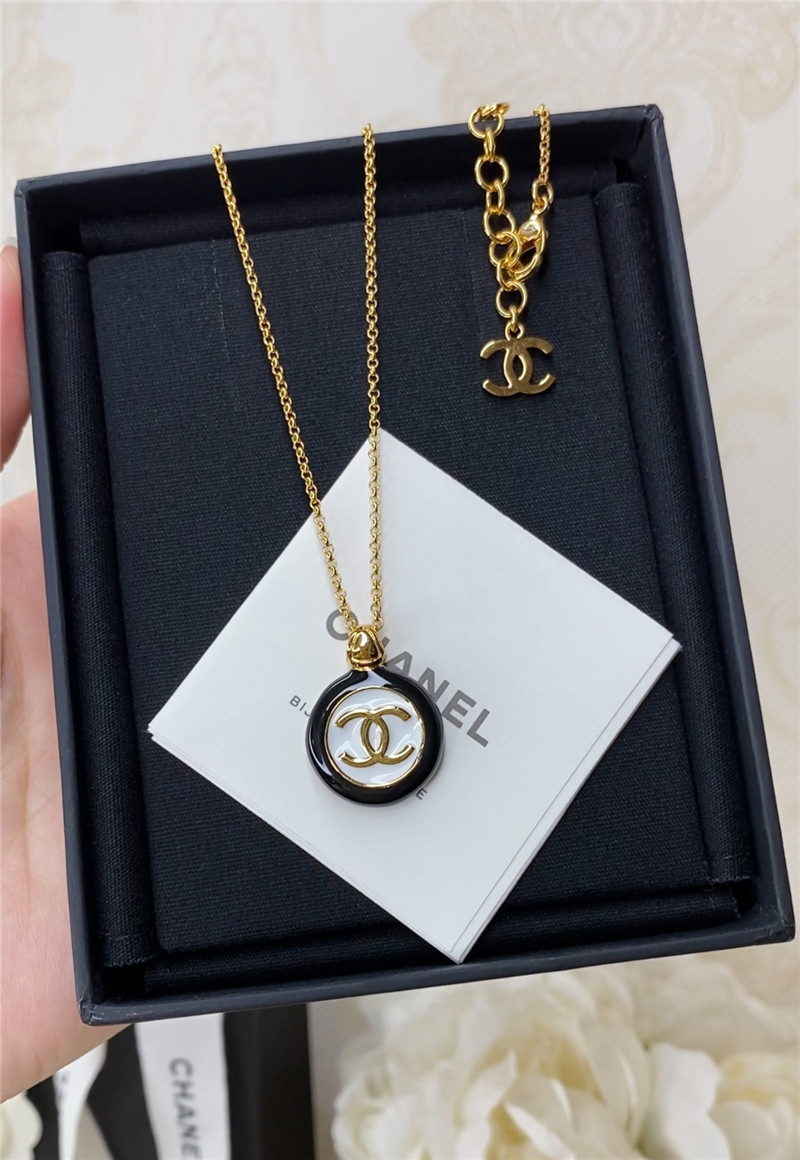 Ch**el black and white button necklace