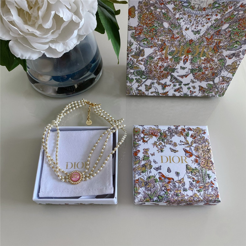 D10r glass bead triple pearl choker necklace