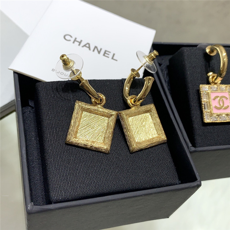 Ch**el pink square earrings