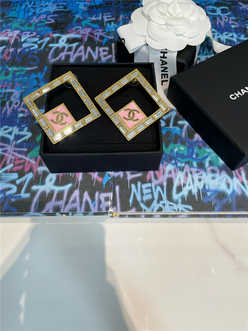 Ch**el pink square earrings