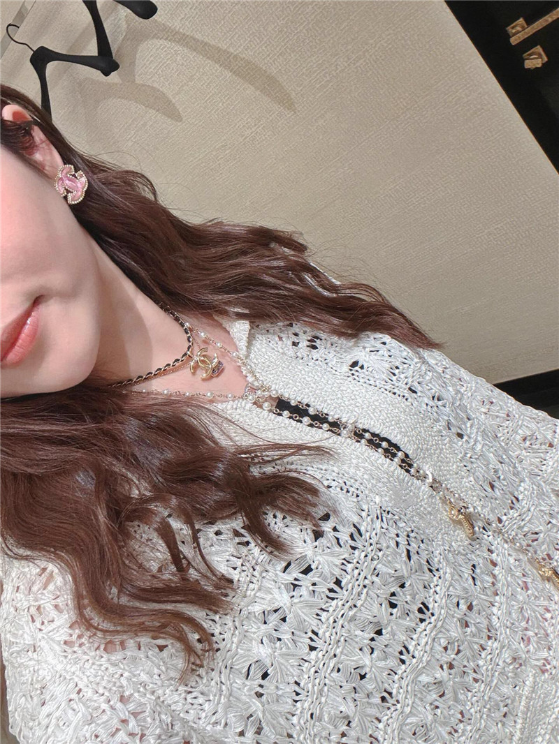 Ch**el pink gold double c stud earrings