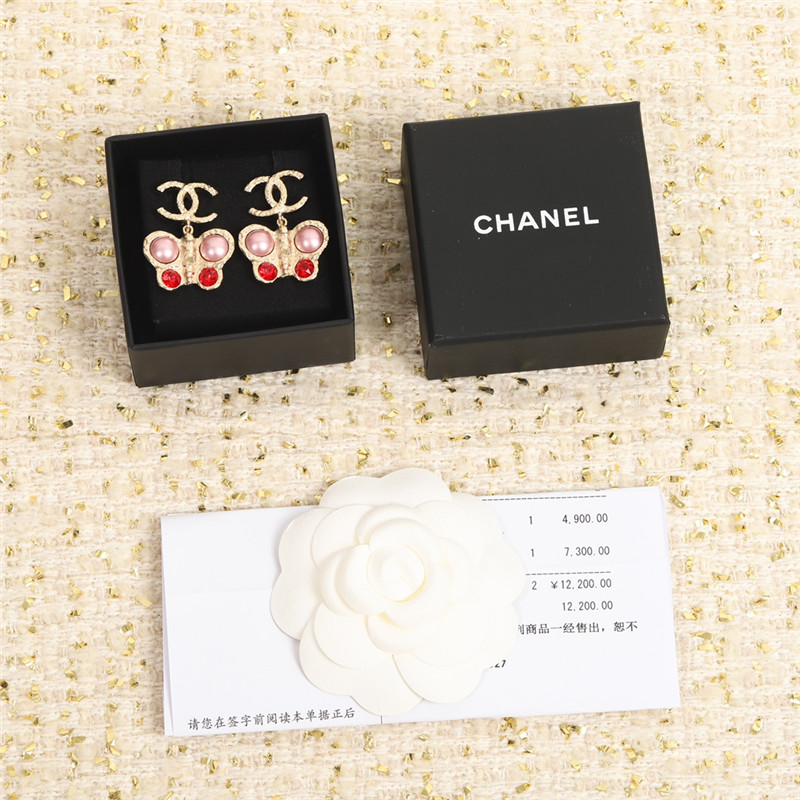 Ch**el butterfly double c earrings