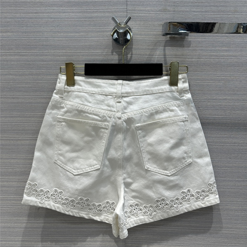 Ch**el hollow embroidered denim shorts replica clothing