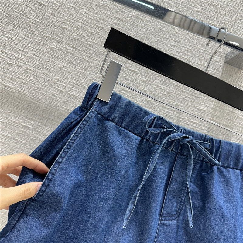 Va1e*ntin0 blue garavani chambray cotton shorts