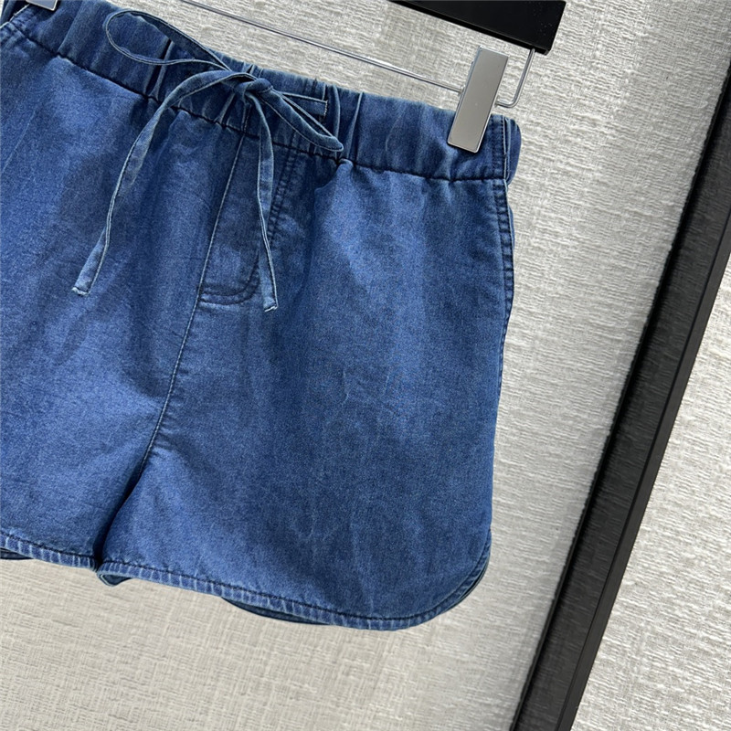 Va1e*ntin0 blue garavani chambray cotton shorts