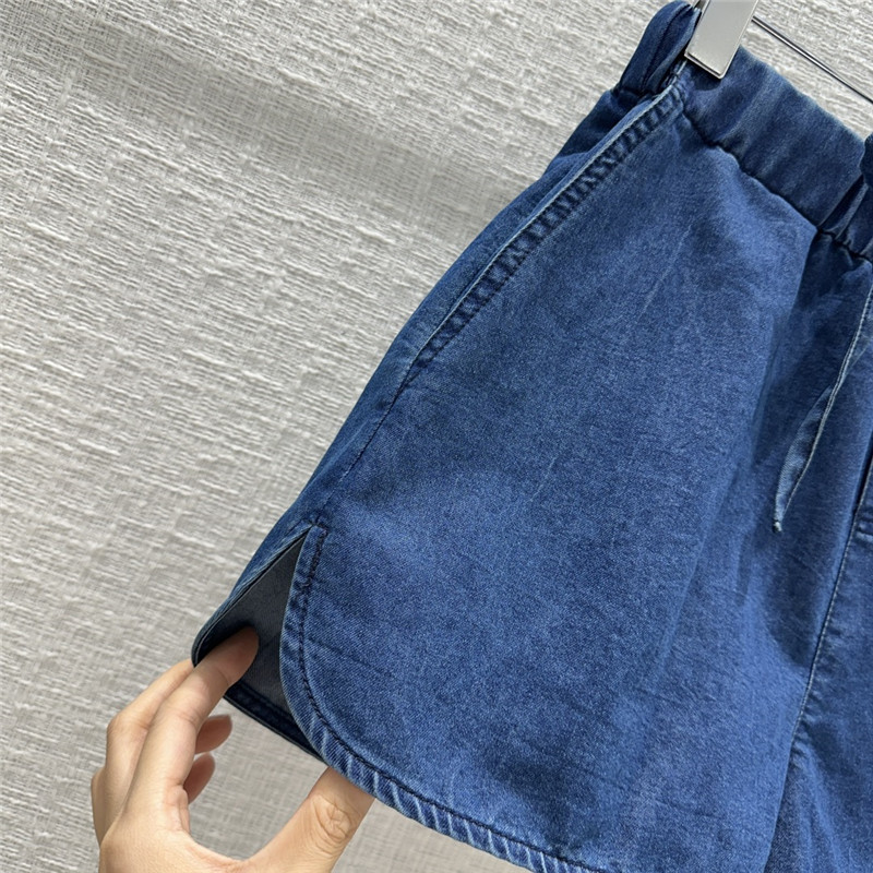 Va1e*ntin0 blue garavani chambray cotton shorts