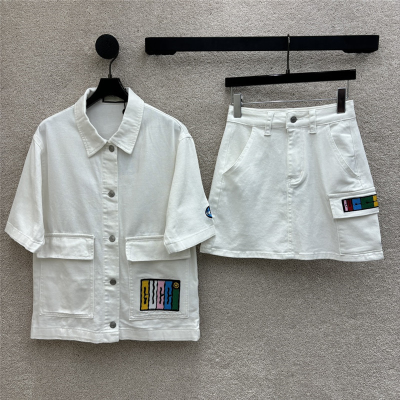 Gvc*1 colorful letter patch denim suit replica clothing