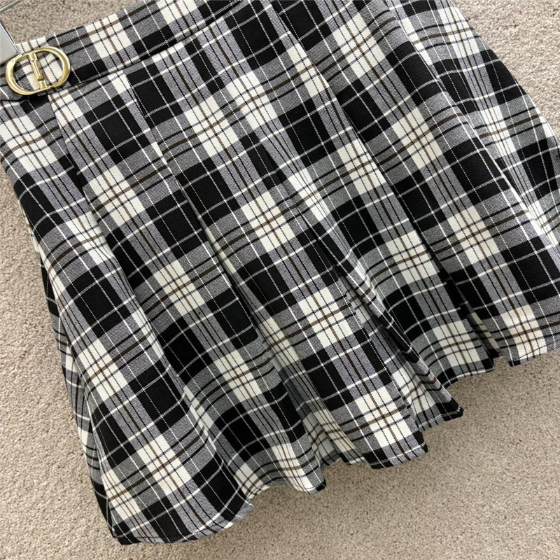 D10r high waist plaid pleated skirt cheap replica designer clothes