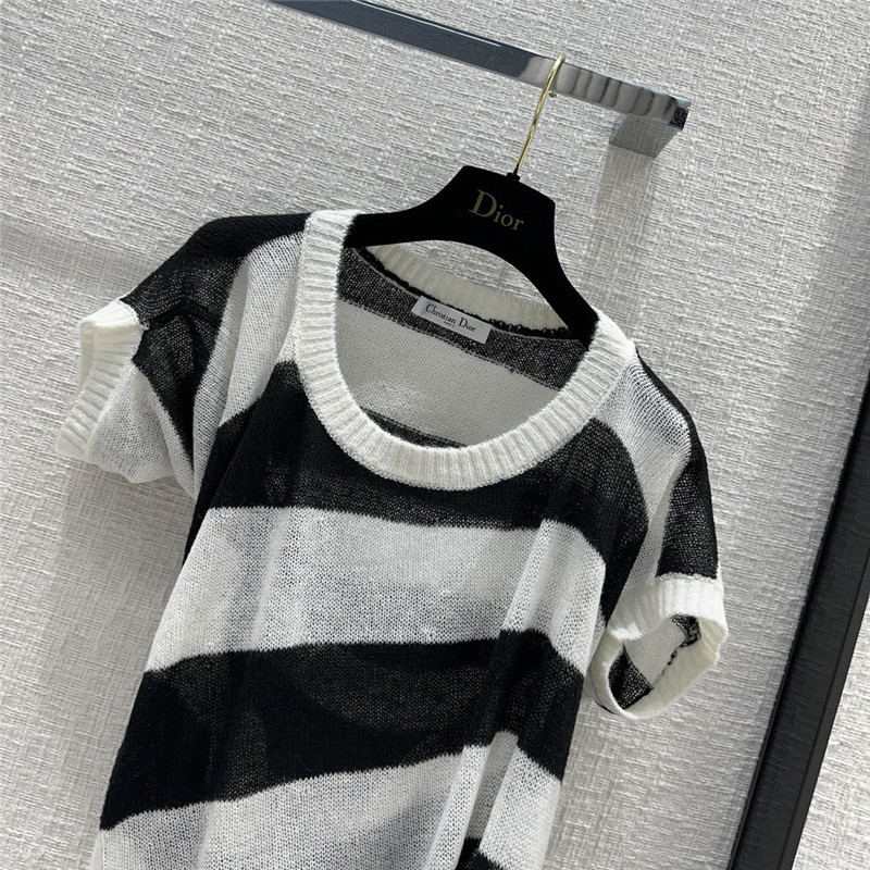 D10r striped irregular short knit dress