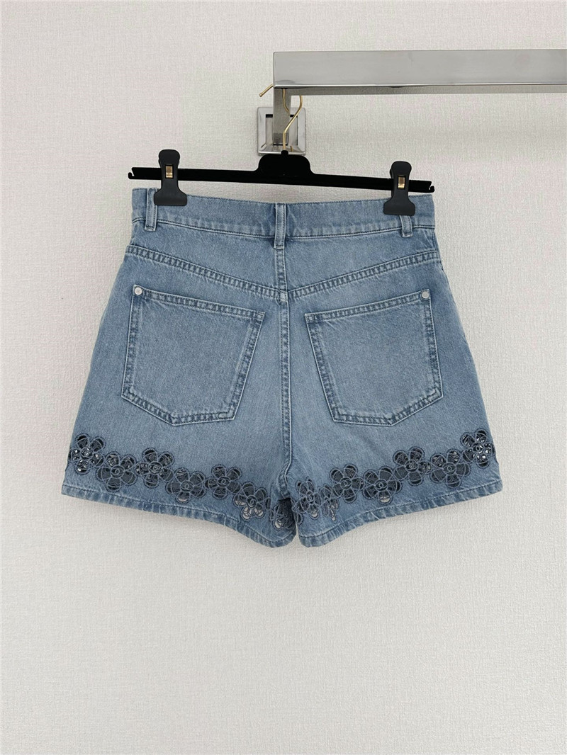 Ch**el embroidered denim shortscheap replica designer clothes