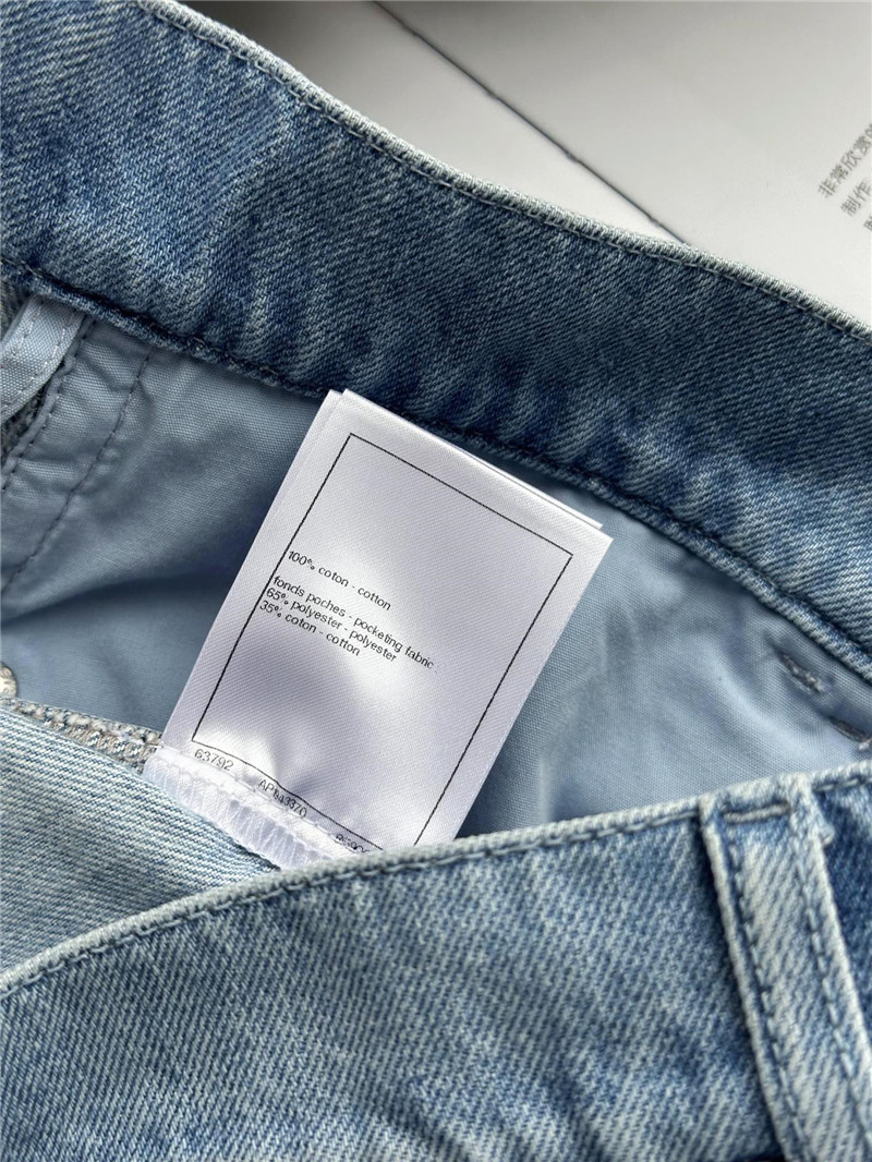 Ch**el embroidered denim shortscheap replica designer clothes