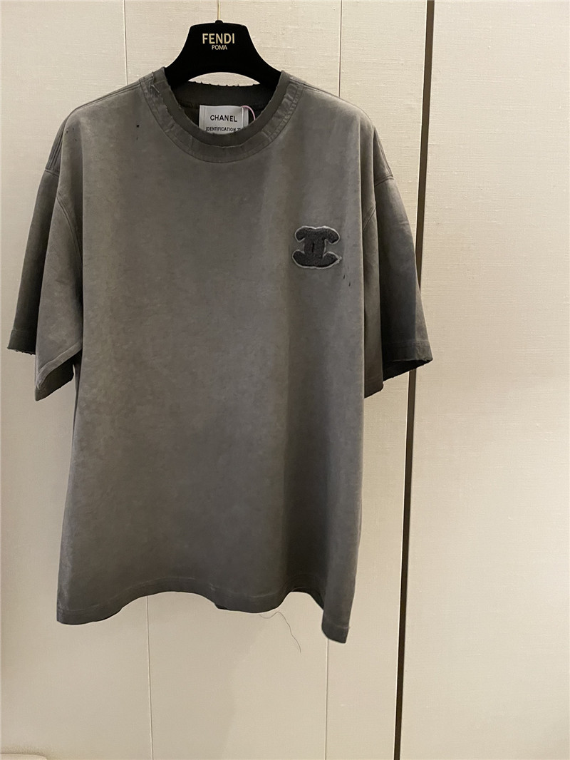 Ch**el distressed distressed short-sleeved replica clothing