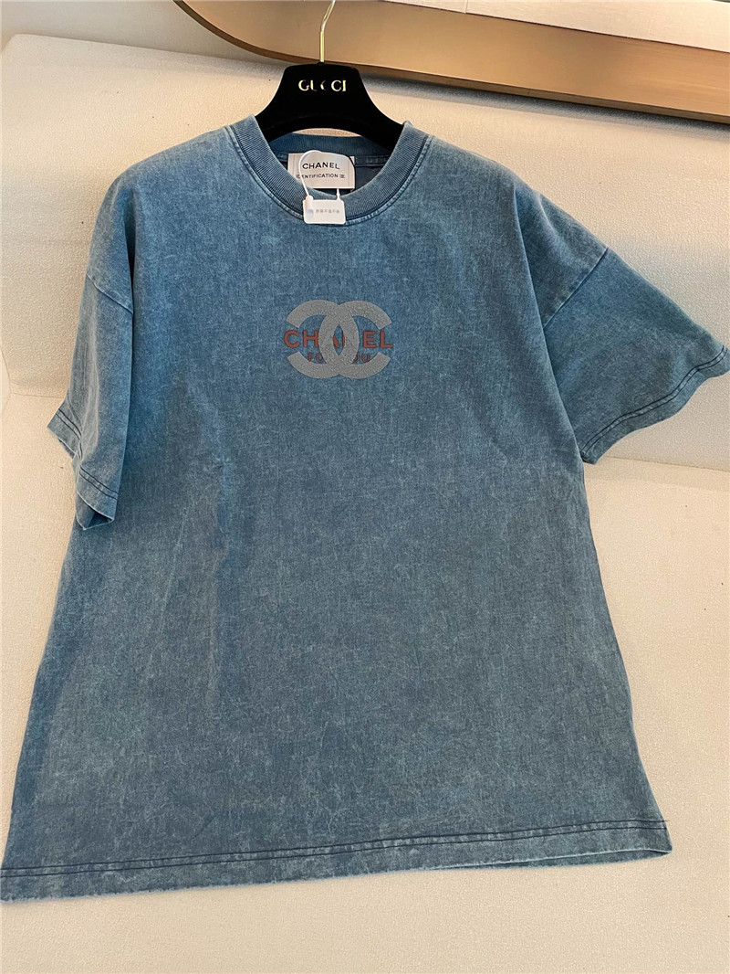 Ch**el distressed distressed short-sleeved replica clothing