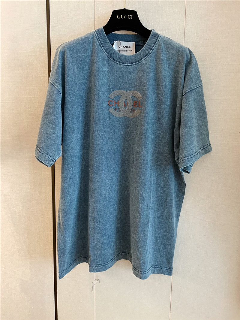 Ch**el distressed distressed short-sleeved replica clothing