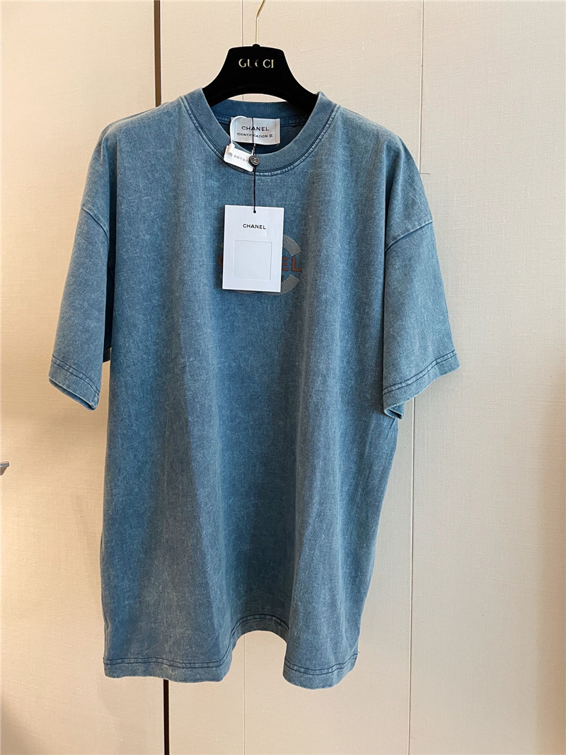 Ch**el distressed distressed short-sleeved replica clothing