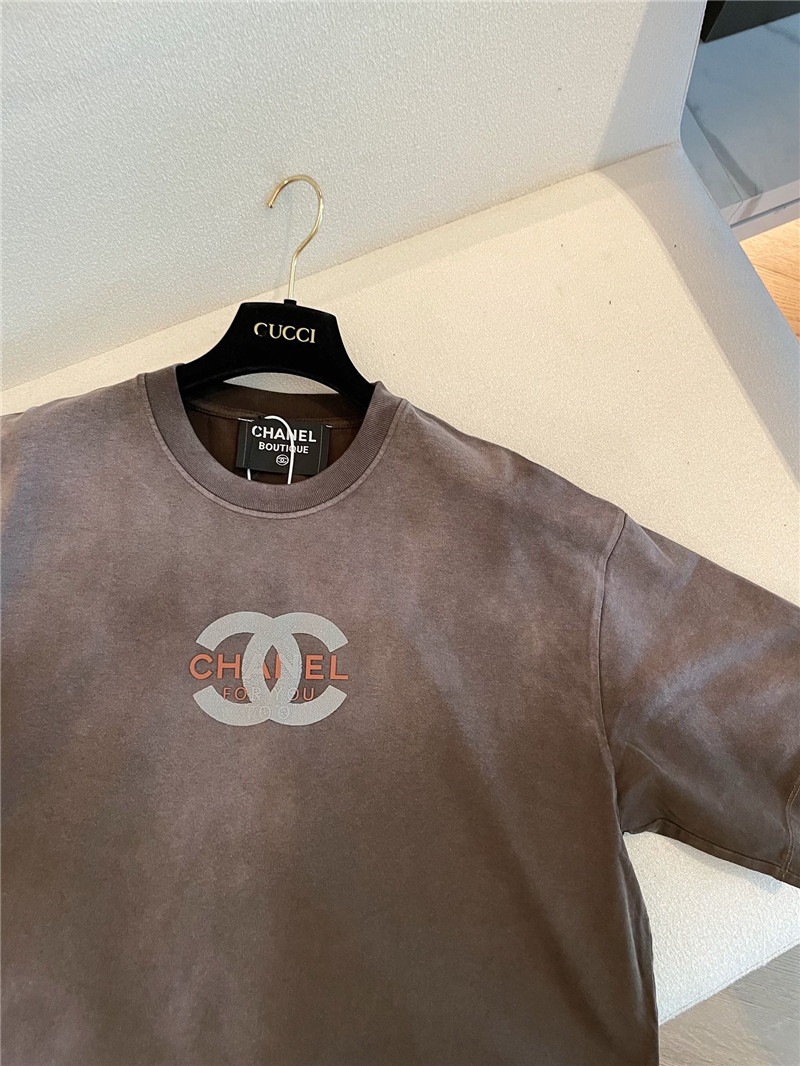 Ch**el distressed distressed short-sleeved replica clothing