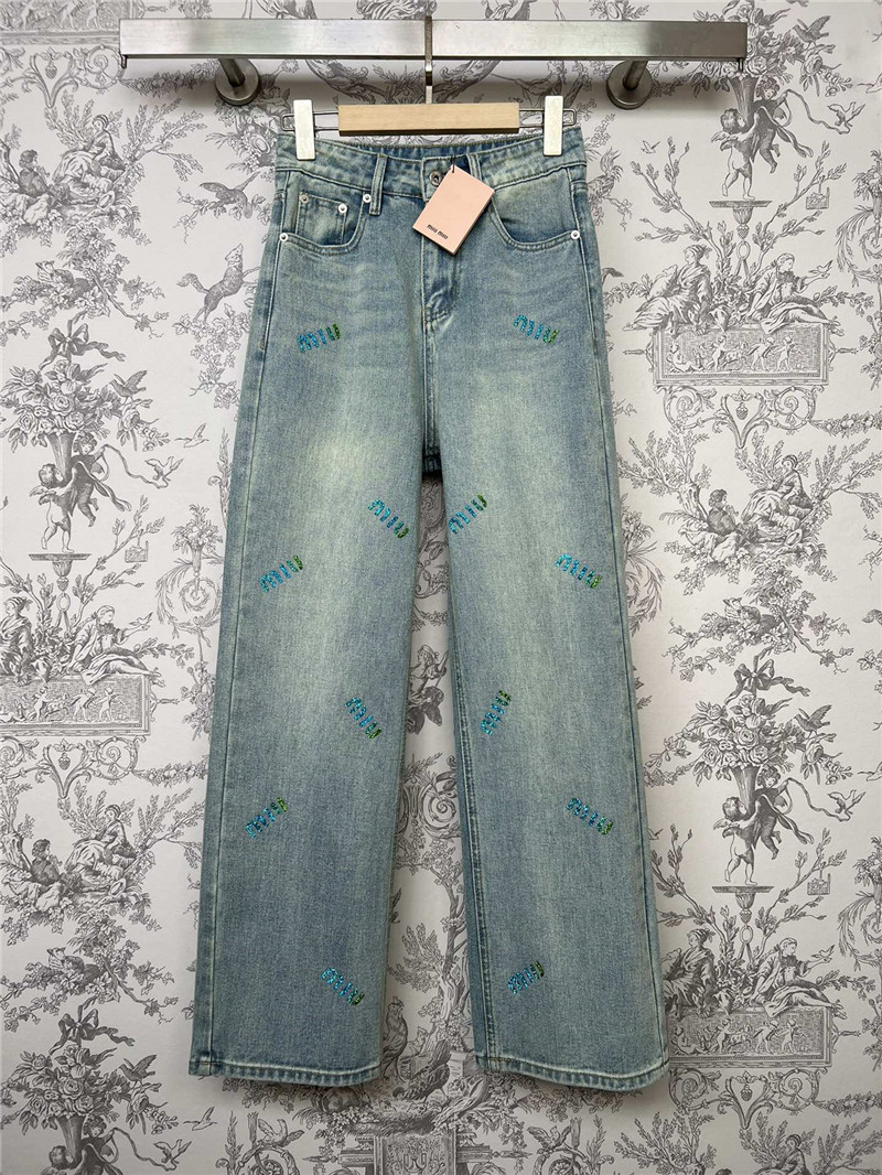 M1um1u denim straight pants replica d&g clothing
