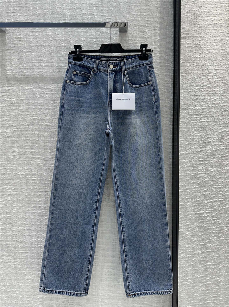 A1exa*der wang embossed letter denim trousers replica clothing